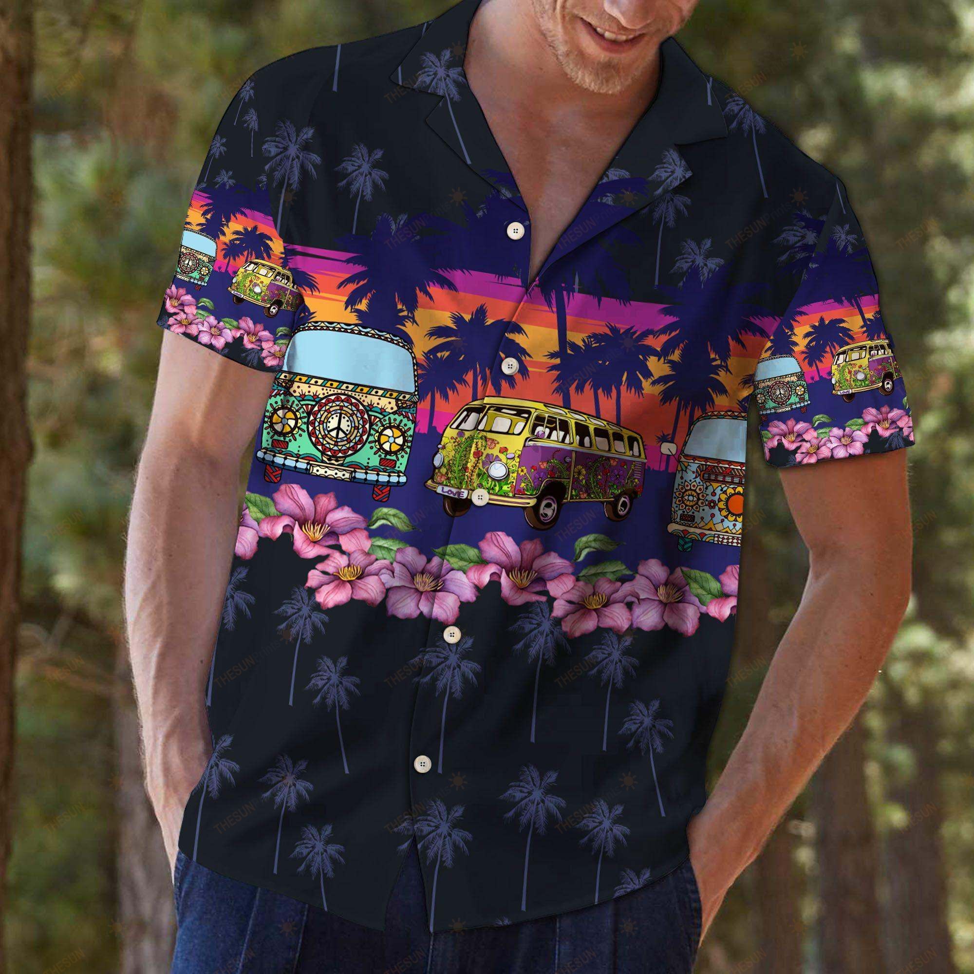 Hippie Bus Border Chest Hawaiian Shirt Ha20430