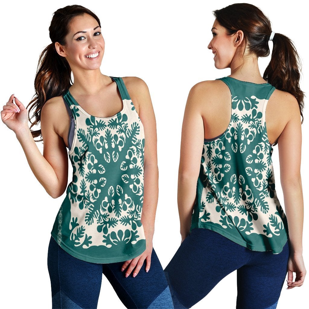 Hawaii Palm Tree Quilt Tradition Turquoise Racerback Tank Ha102630