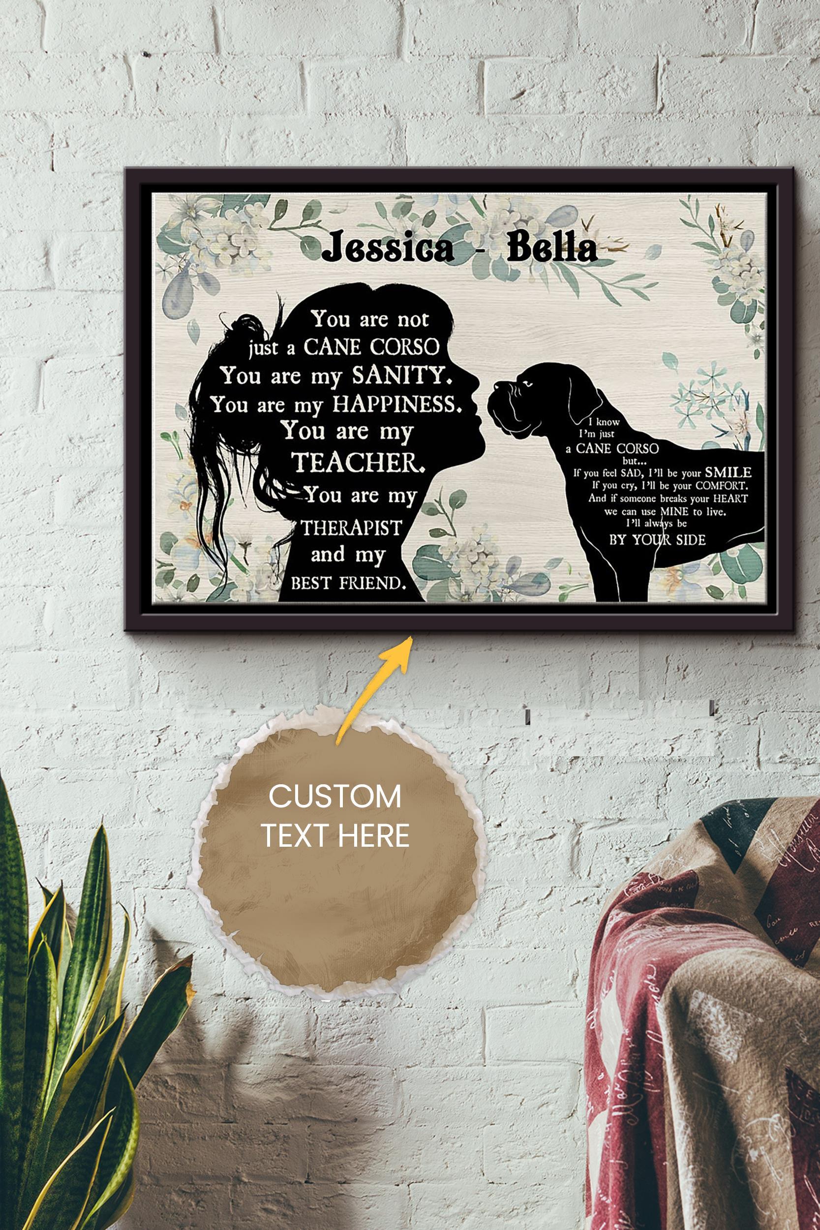 Cane Corso Girl Therapist Best Friend Personalized Poster – Animal Wall Art – Gift For Dog Lover Dog Foster Puppy Fanr Framed Matte Canvas