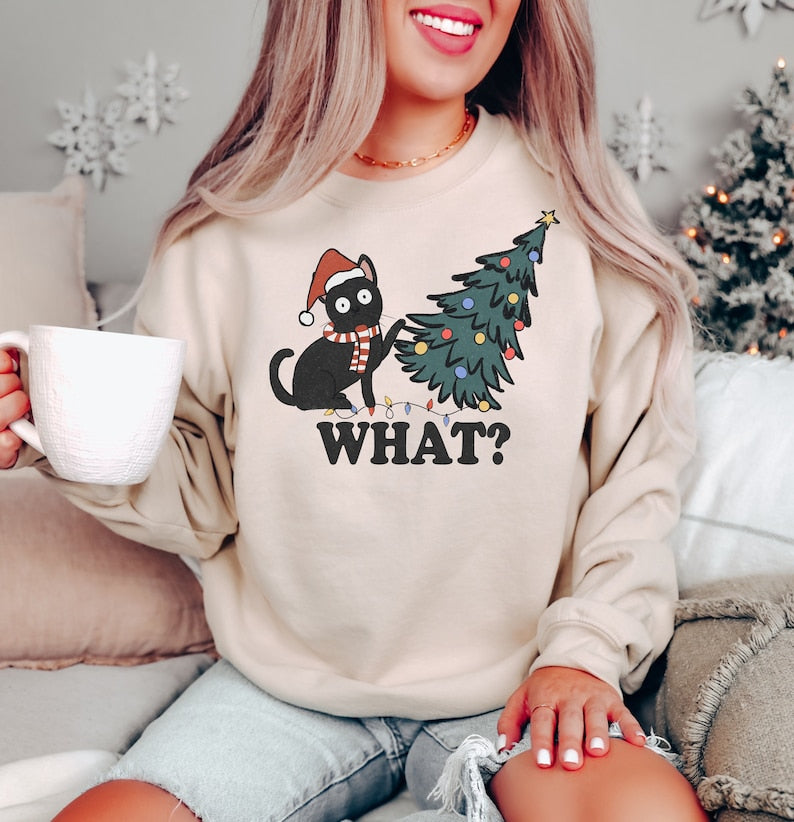 Cat Lovers Christmas Sweatshirt 2D Crewneck Sweatshirt All Over Print Sweatshirt For Women Sweatshirt For Men Sws4595