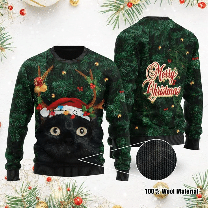 BLACK CAT CHRISTMAS UGLY SWEATER TN1512106