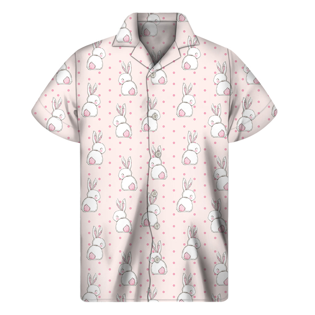 Cute Rabbit Pattern Print Men’S Short Sleeve Shirt