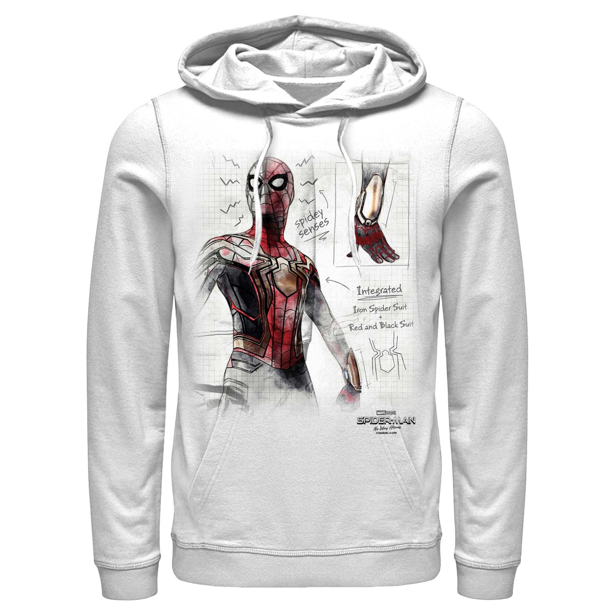 Men’S Marvel Spider-Man: No Way Home Integrated Suit Sketch Pull Over Hoodie