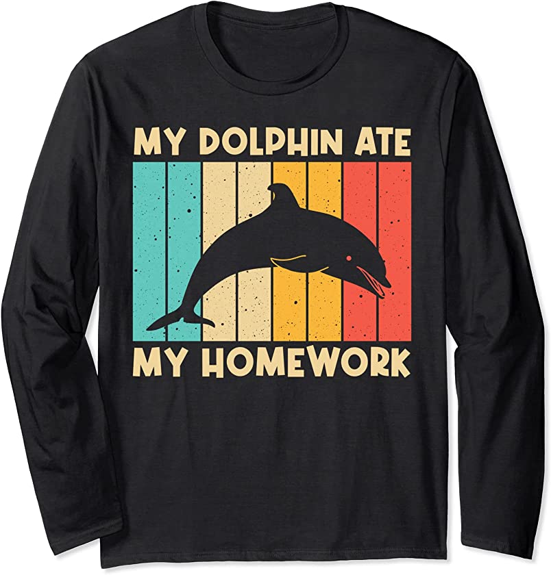 Cool Dolphin For Kids Boys Dolphins Beluga Whale Sea Animal Long Sleeve T-Shirt