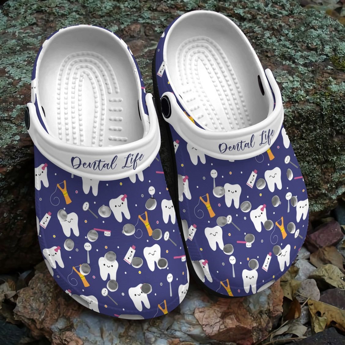 Dentist Personalize Clog, Custom Name, Text, Fashion Style For Women, Men, Kid, Print 3D Whitesole Dental Life