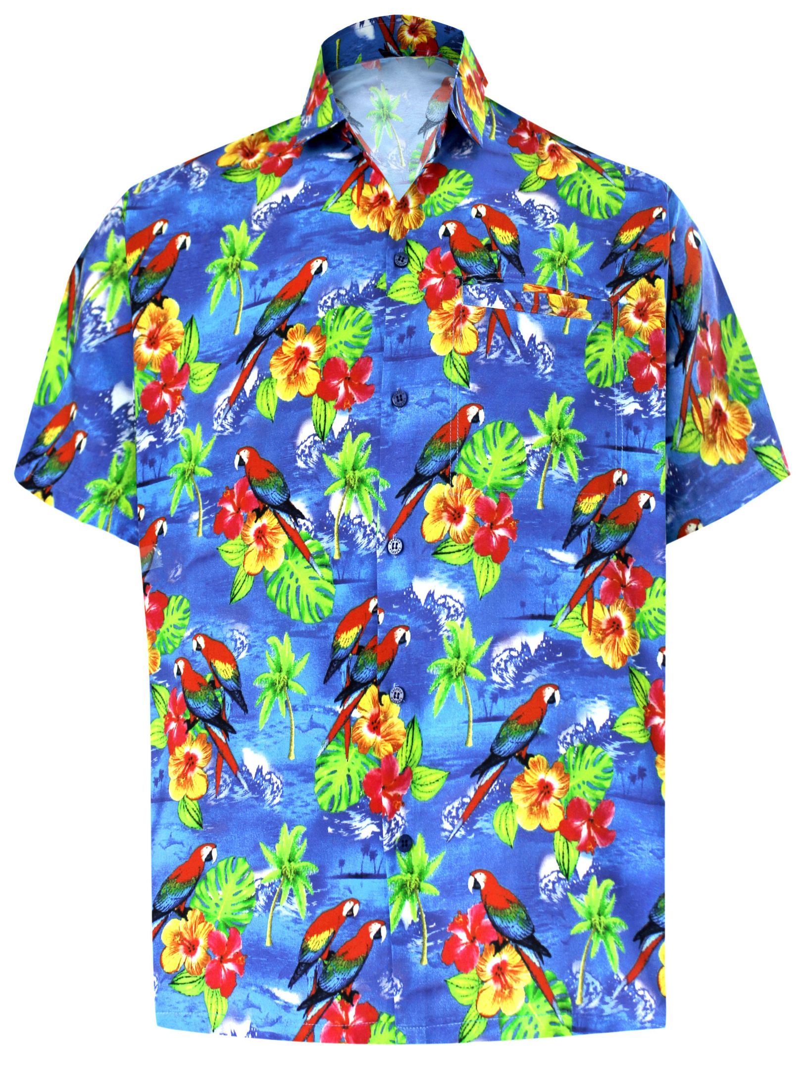 La Leela Men’s Aloha Hawaiian Shirt Short Sleeve Button Down Casual Beach Party Printed Shirt Drt154 Blue