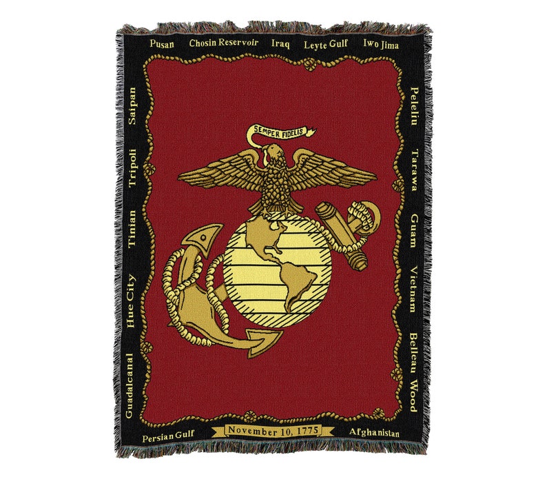 Us Marine Corps Emblem Vintage Retro Style Couch Sofa Blanket,  Woven Throw Blanket Home Decor