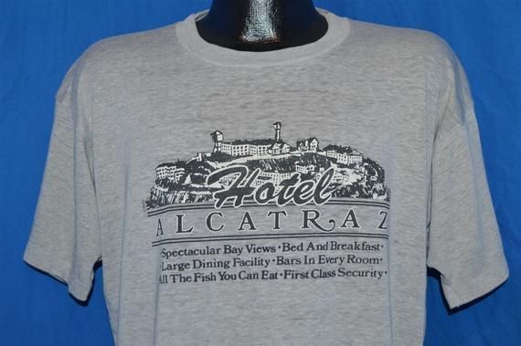 80S Hotel Alcatraz Prison Gray Paper Thin Shirt