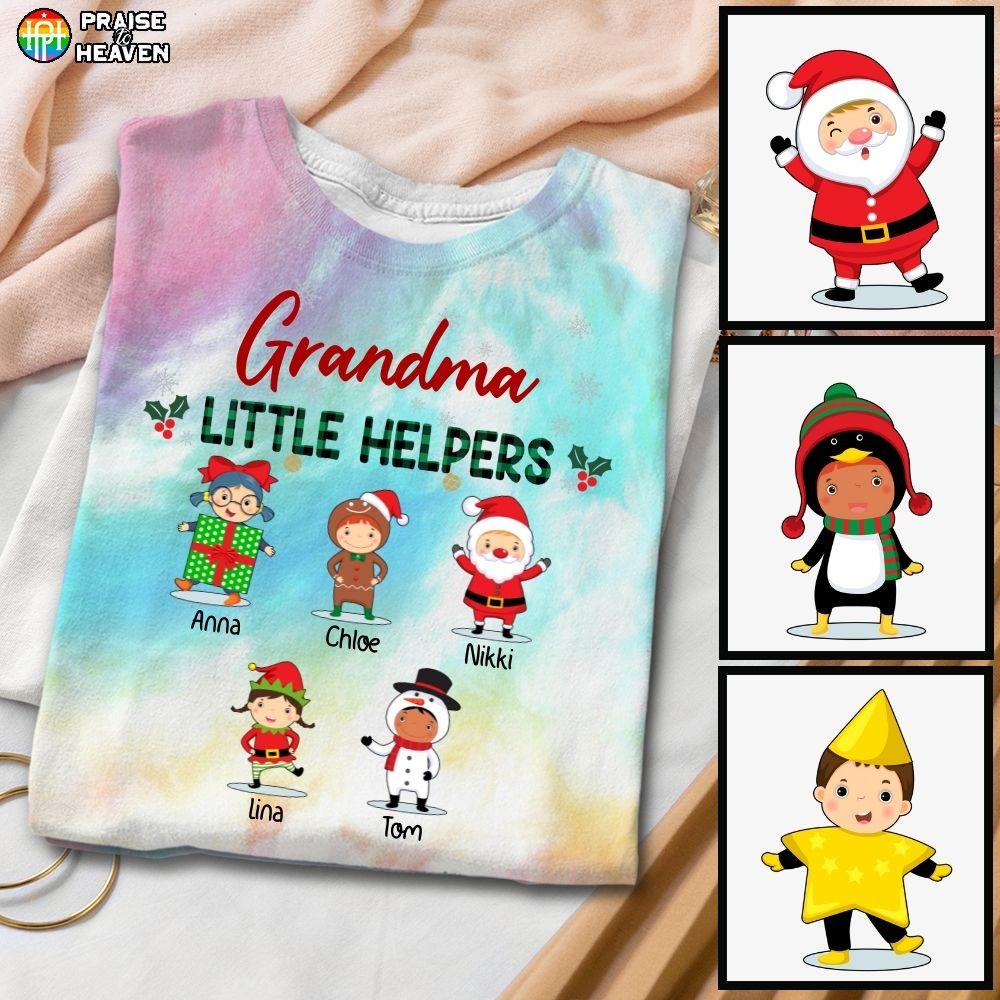Grandma Christmas Personalized Tie Dye Shirt Sweatshirt Hoodie Ap409
