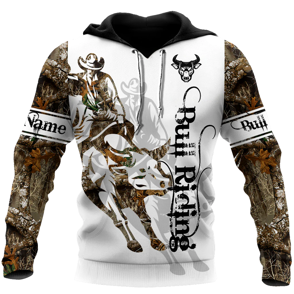 Custom Bull Riding Hoodie, 3D All Over Print Cowboy Hoodie Tattoo