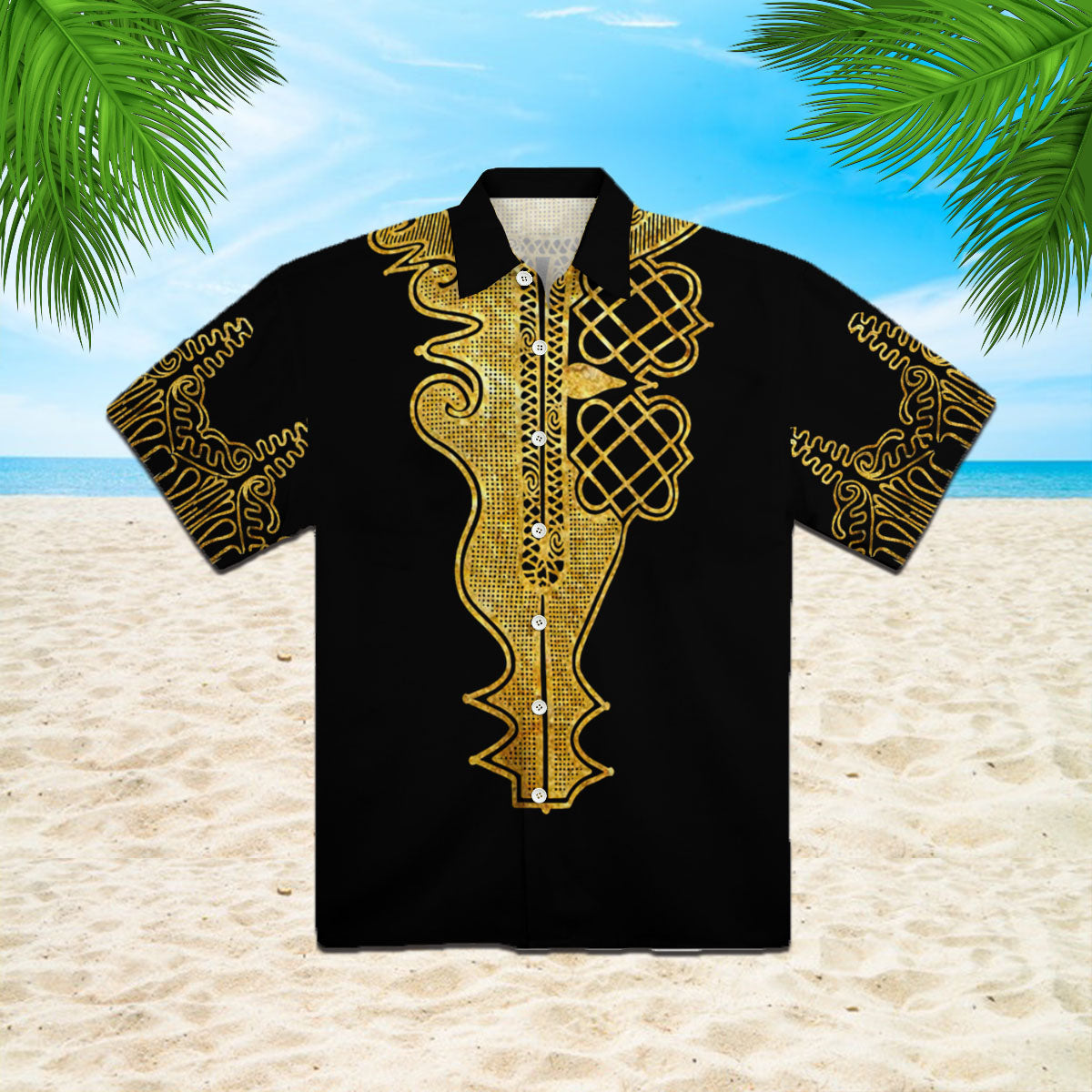 African Golden Dashiki Aloha Hawaiian Shirts For Men And Women | Wt5184