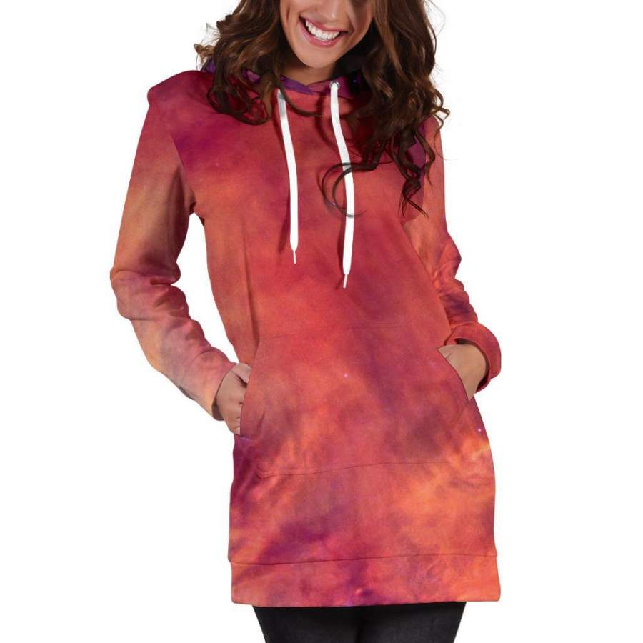 Abstract Nebula Cloud Galaxy Space Print Hoodie Dress