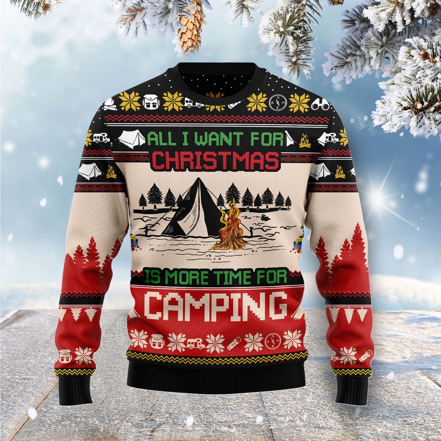 All I Want For Christmas Is More Time For Camping Ugly Christmas Sweater | For Men & Women | Adult | Us5267