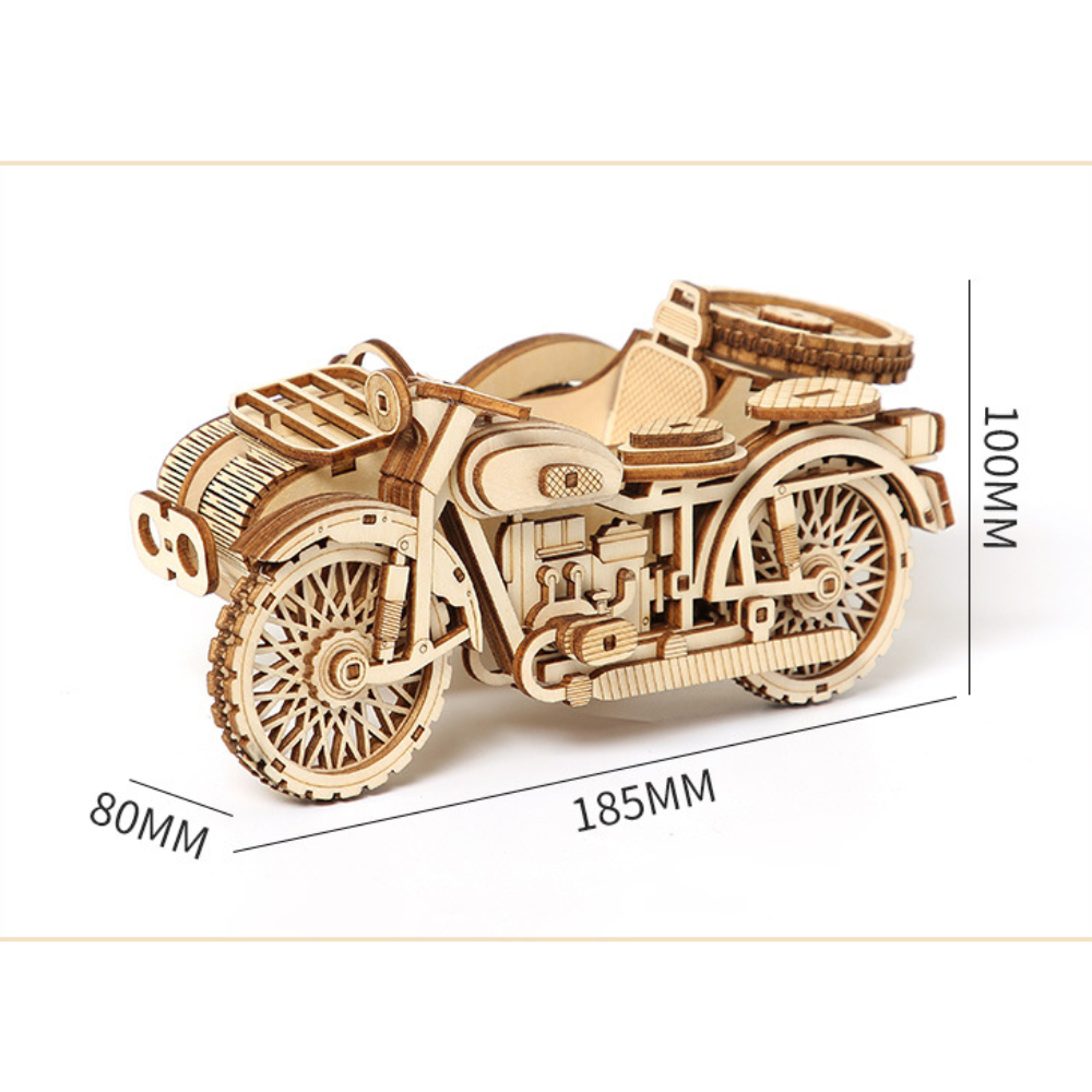 DIY Three Wheels Motorcycle Puzzles Jigsaw Child Montessori Educational Wooden Toys 3d Models Toys Gift for Adults To Build alx