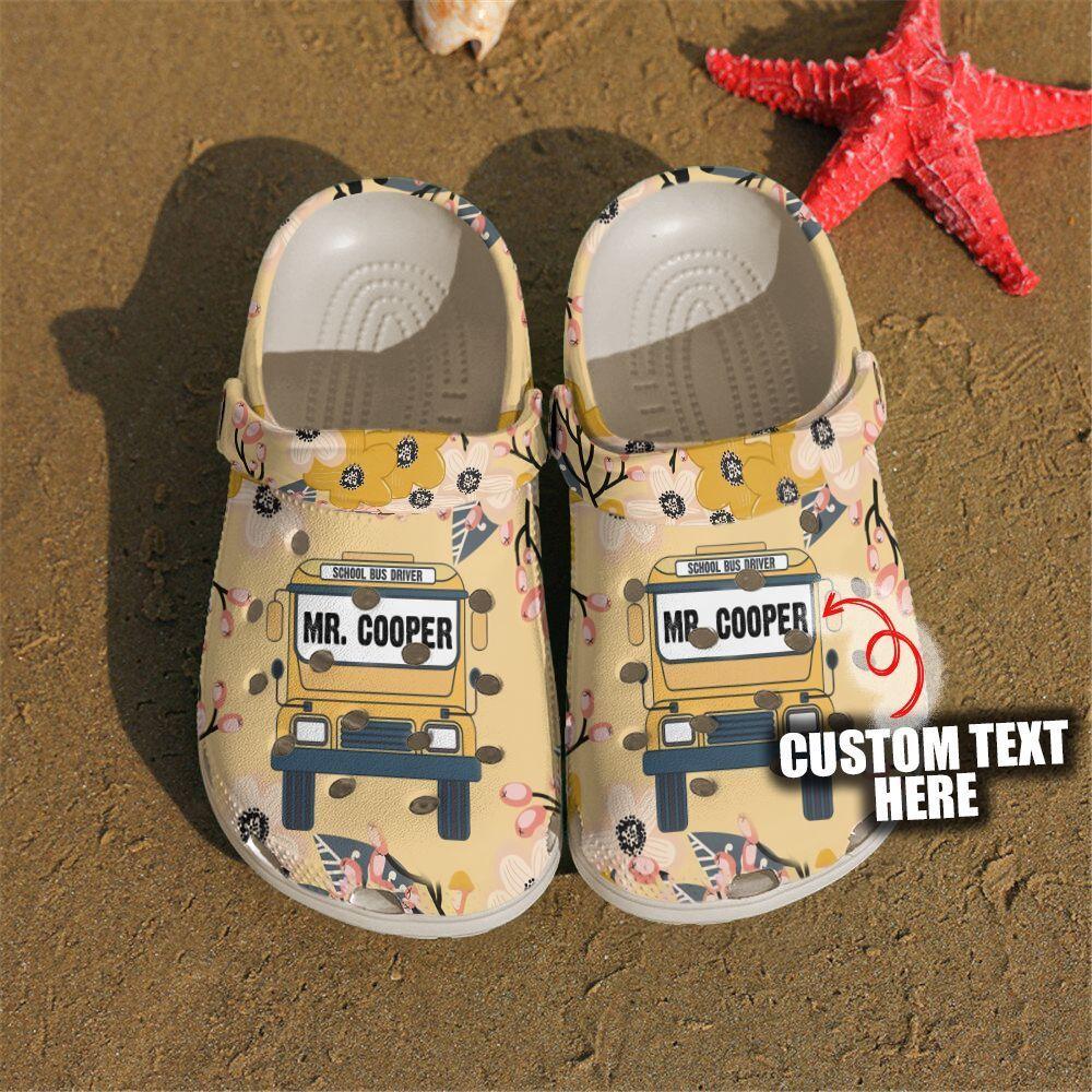 Bus Driver Personalized Clog, Custom Name, Text School Bus Front, Fashion Style For Women, Men, Kid, Print 3D