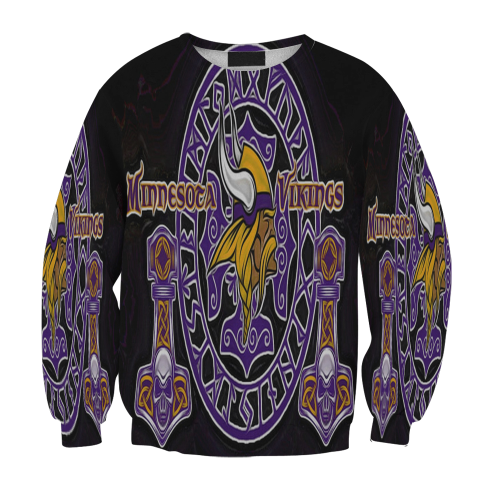 Minnesota Vikings Emblem Shape Skull Gift For Fan 3D Full Printing Sweatshirt