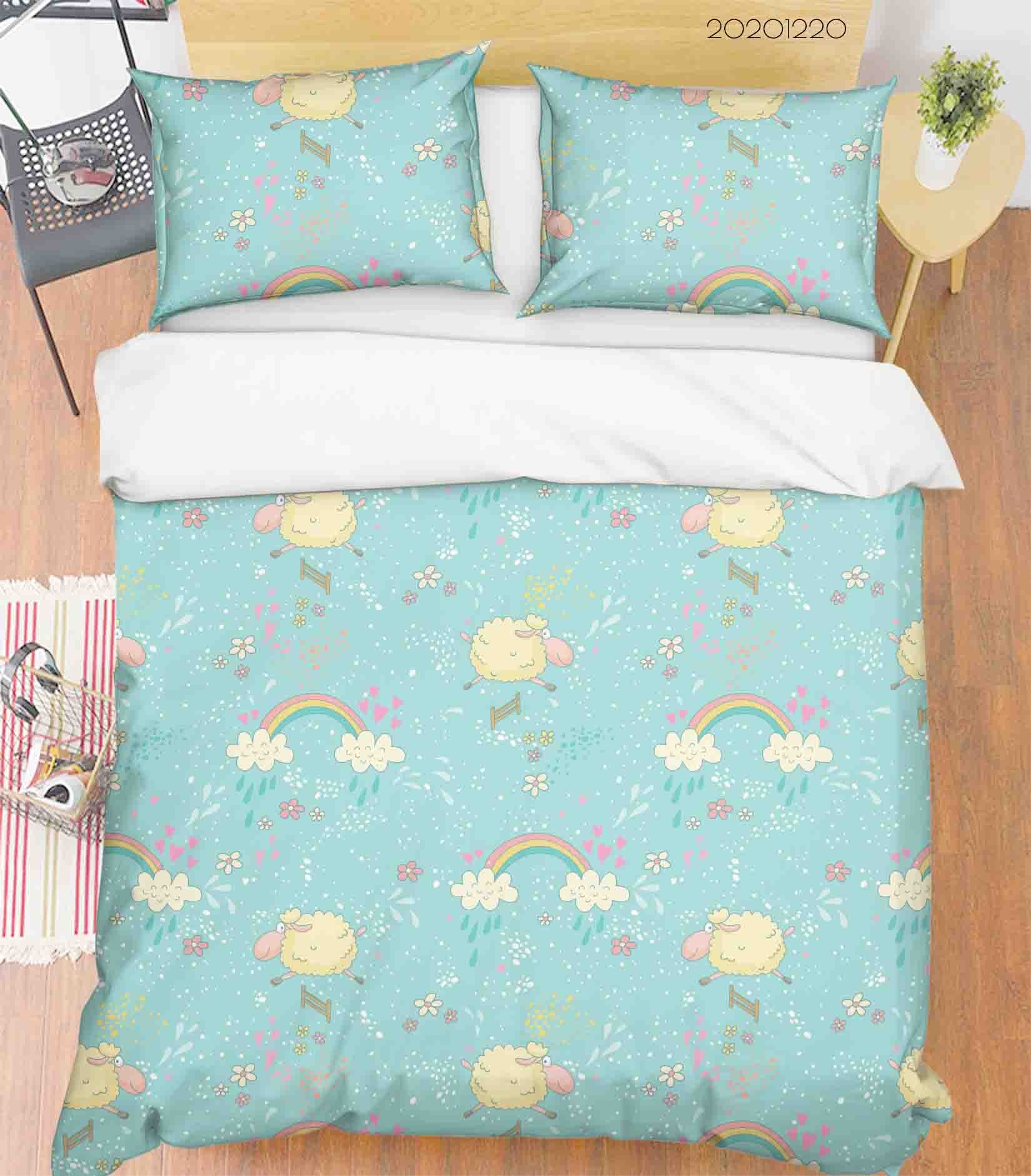 3D Hand Drawn Animal Sheep Rainbow Quilt Cover Set Bedding Set Duvet Cover Pillowcases 94