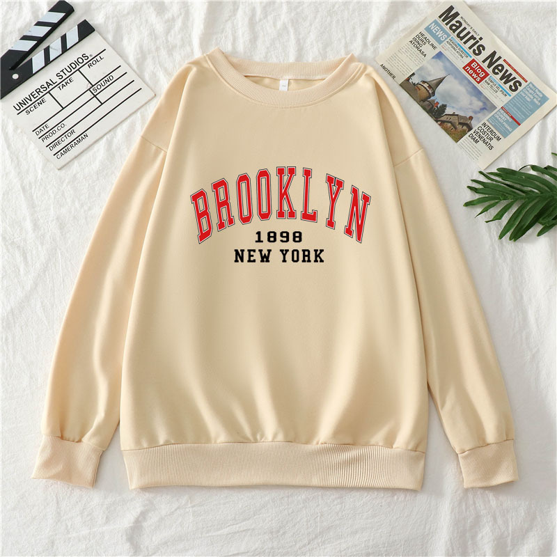 Brooklyn 1898 New York Hoodie Men/Women Sweatshirt Couples Collar Pullover Long Sleeve Casual Loose Harajuku Oversize Tee Top alx