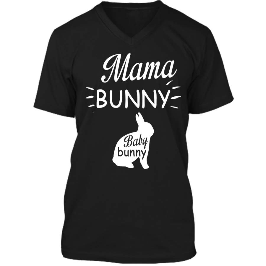 Mama Bunny Cute Easter Pregnancy Announcement Shirt Mens Printed V-Neck T