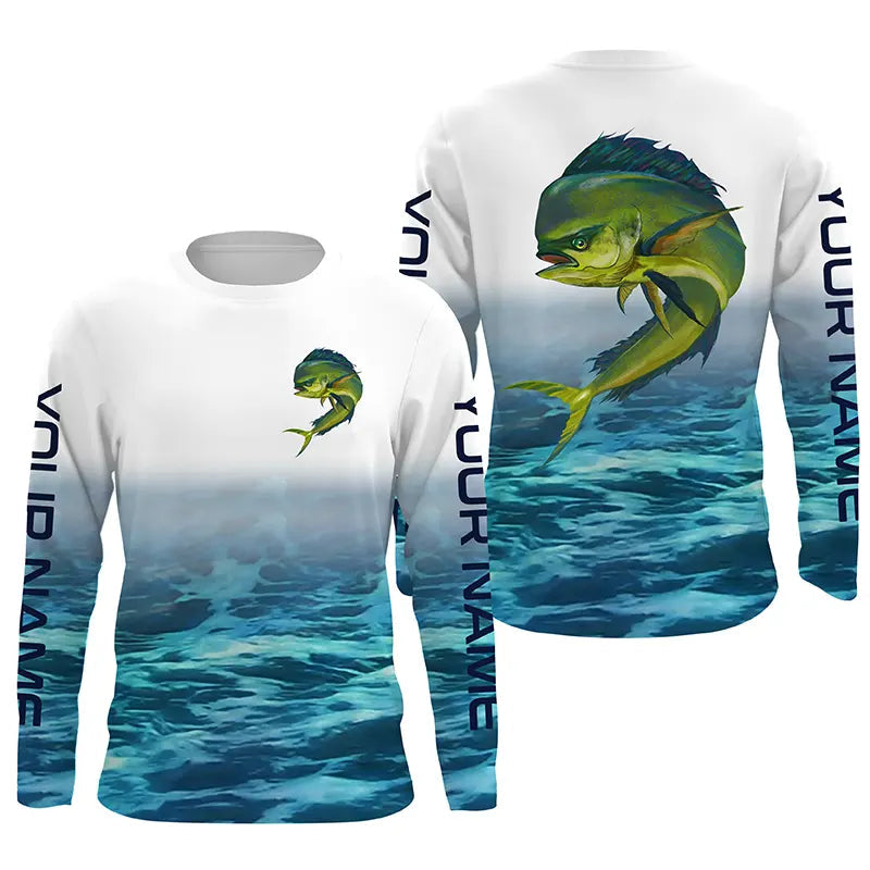 Mahi Mahi Dolphin Custom Long Sleeve Fishing Shirts, Personalized Jersey Fishing For Mahi Mahi Iphw3486