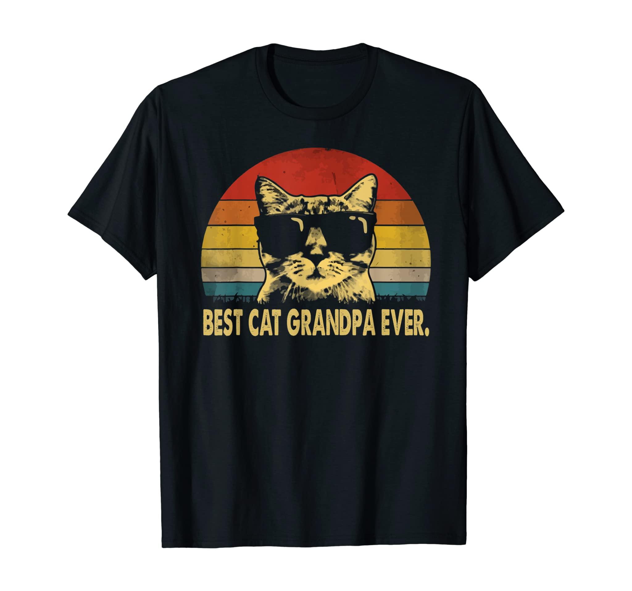 Best Cat Grandpa Ever Vintage T Shirt Father’S Day Tee T-Shirt