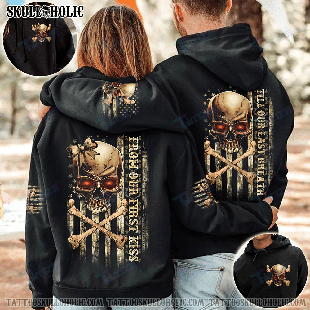 Matching Couple Shirt Couple Skull Bones Camo Flag 3D All Over Printed Shirt, Sweatshirt, Hoodie, Bomber Jacket Size S – 5Xl