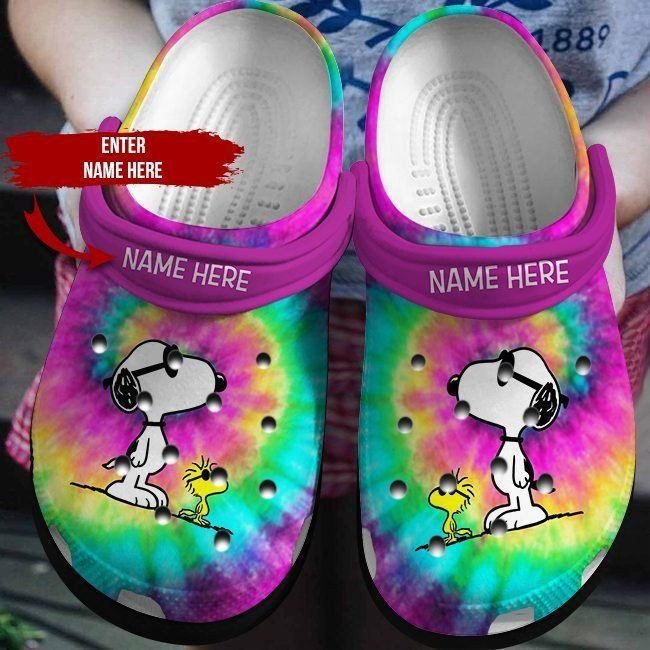 Rainbow Snoopy Cute Custom Name Crocss Crocband Clog Comfortable Water Shoes For Men Women Kids
