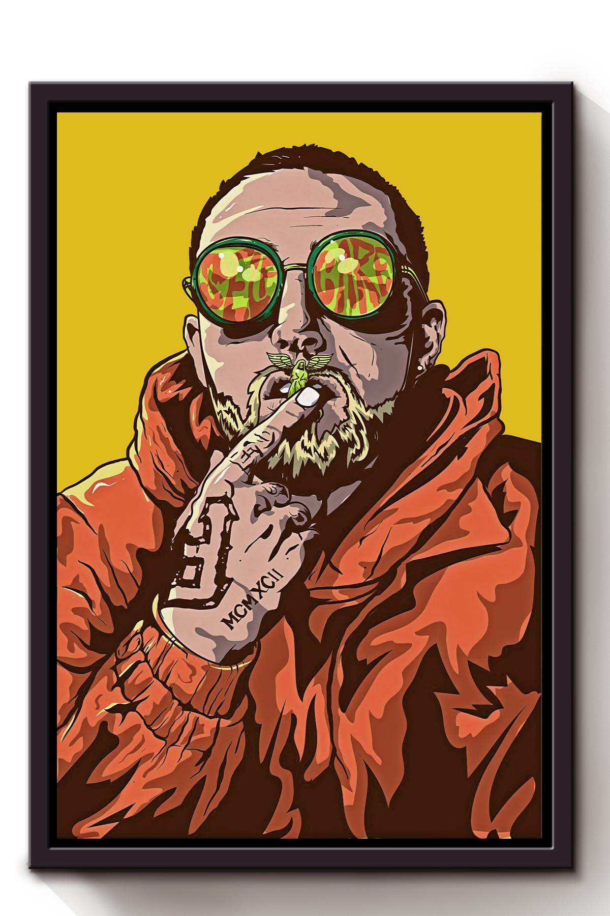 Mac Miller Poster Celebrity Wall Art Gift For Mac Miller Fan, Death Anniversary Of Mac Miller Framed Canvas