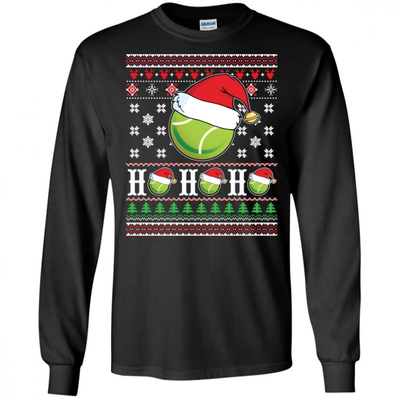 Ugly Sweater Tennis Santa Claus Ho Ho Ho Merry Xmas Unisex Long-sleeve