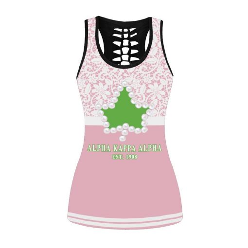 Alpha Kappa Alpha 1908 Lace Pattern Tank-Top And Legging 3D All Over Print