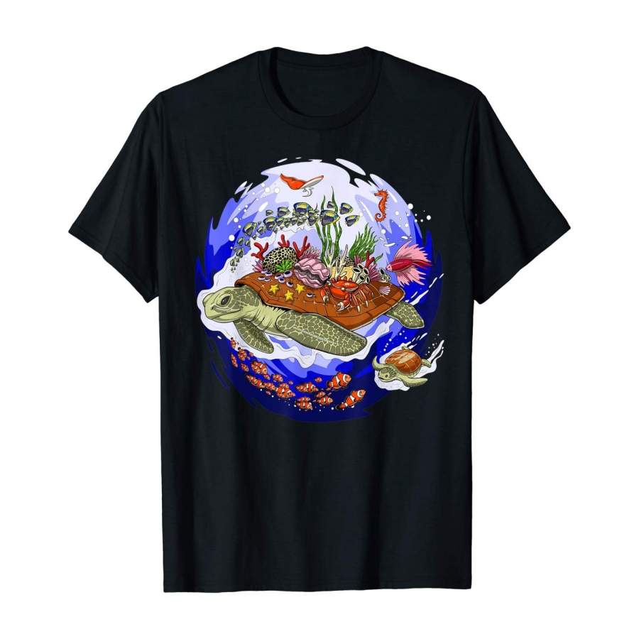 Sea Turtle Ocean Tortoise Underwater T-Shirt Men Short Sleeve Tee Shirt