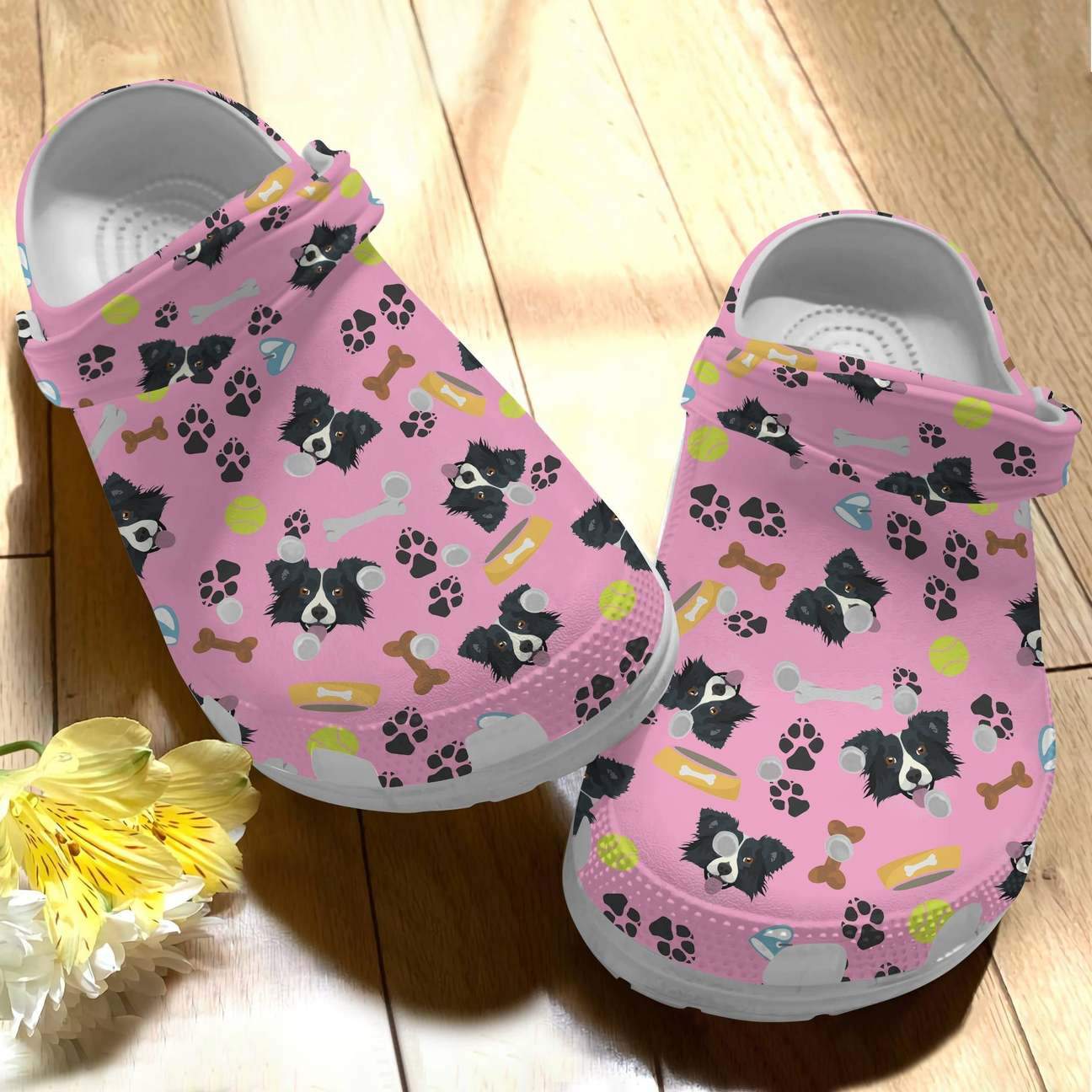 Border Collie Personalized Clog, Custom Name, Text Cute Border Collie, Fashion Style For Women, Men, Kid, Print 3D