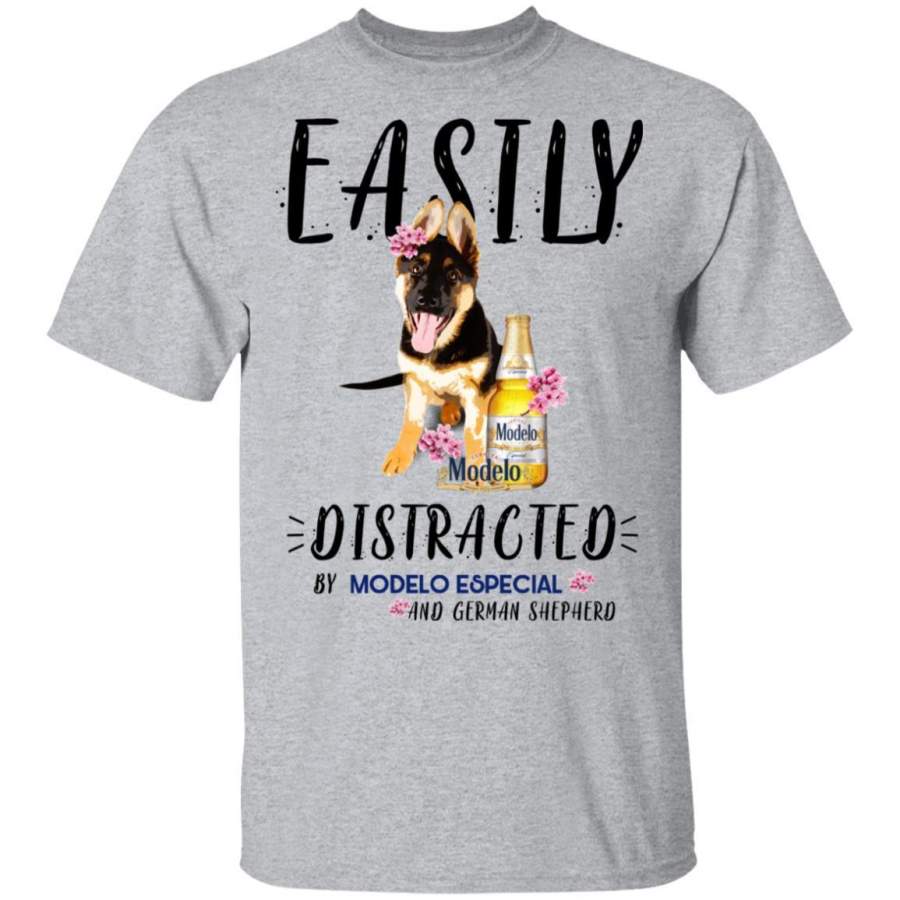 Easily Distracted By German Shepherd And Modelo Especial Beer Gift T-Shirt