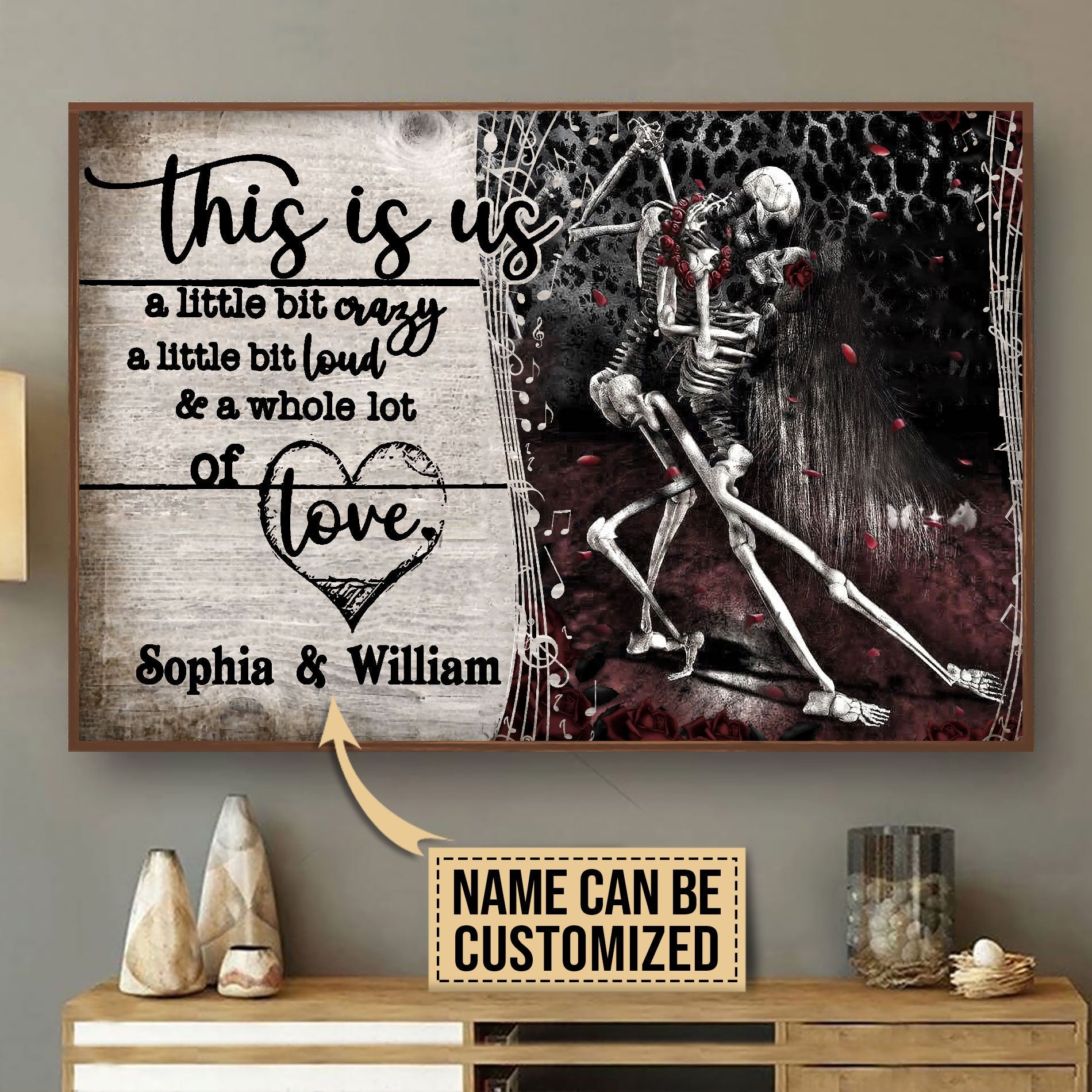 Aeticon Gifts Personalized Dancing Skeleton A Little Bit Of Canvas Mom Dad Gift Home Decor