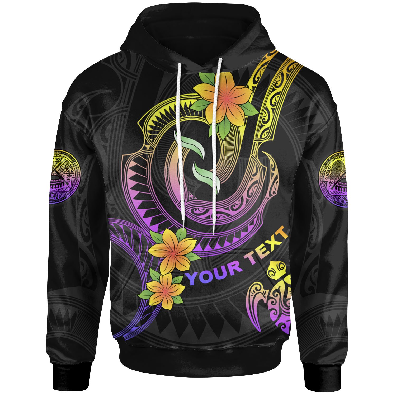 American Samoa Custom Personalised Hoodie – Plumeria Flowers with Spiral Patterns – BN26