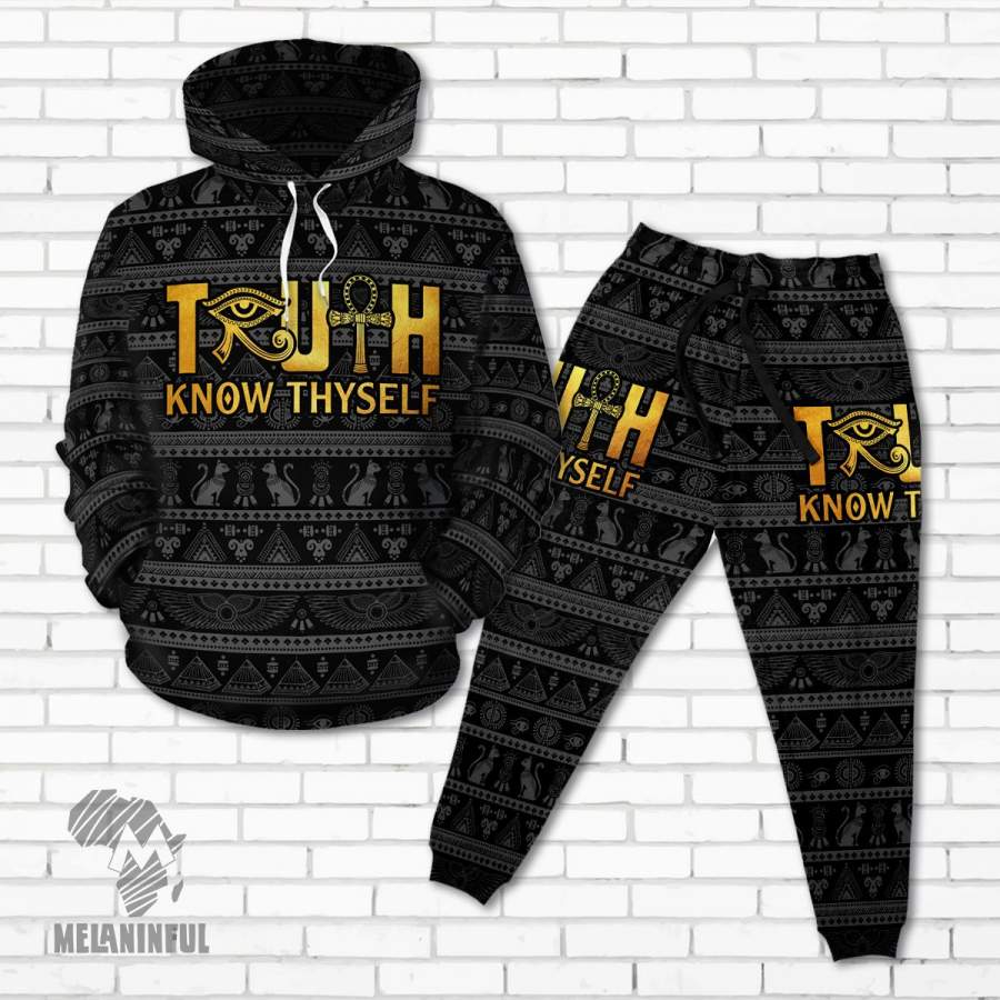 Truth Know Thyself All-over Hoodie And Joggers Set