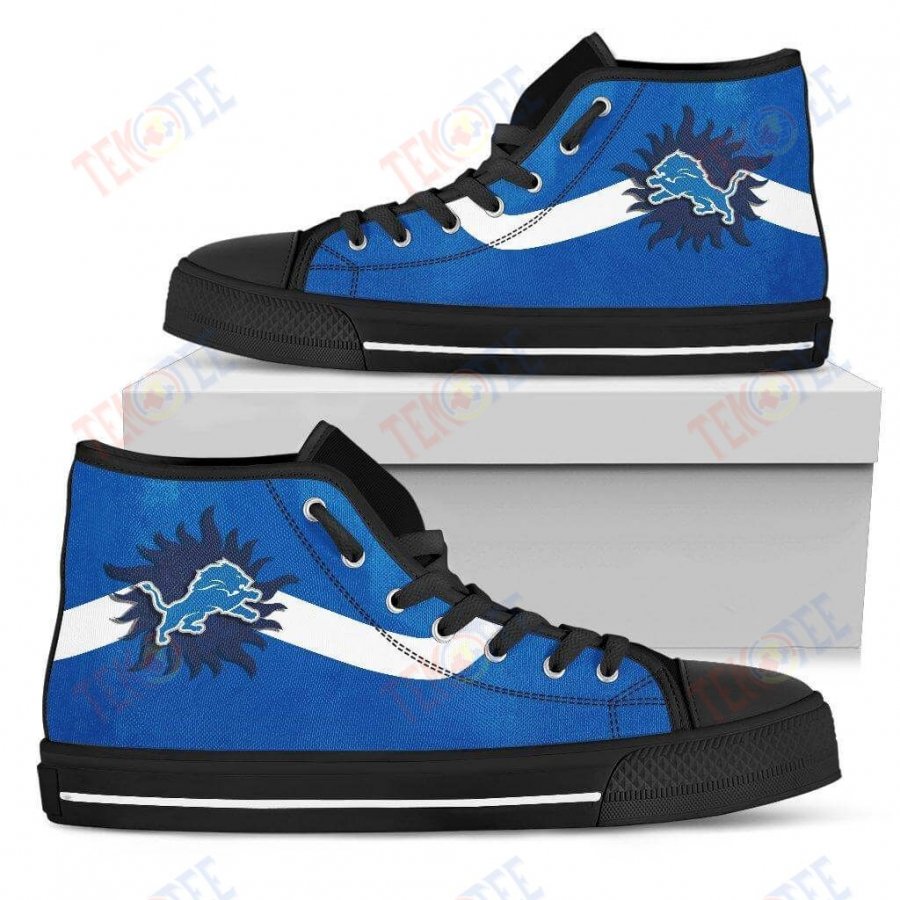 Mens Womens Detroit Lions High Top Shoes Simple Van Sun Flameshoes TMT822