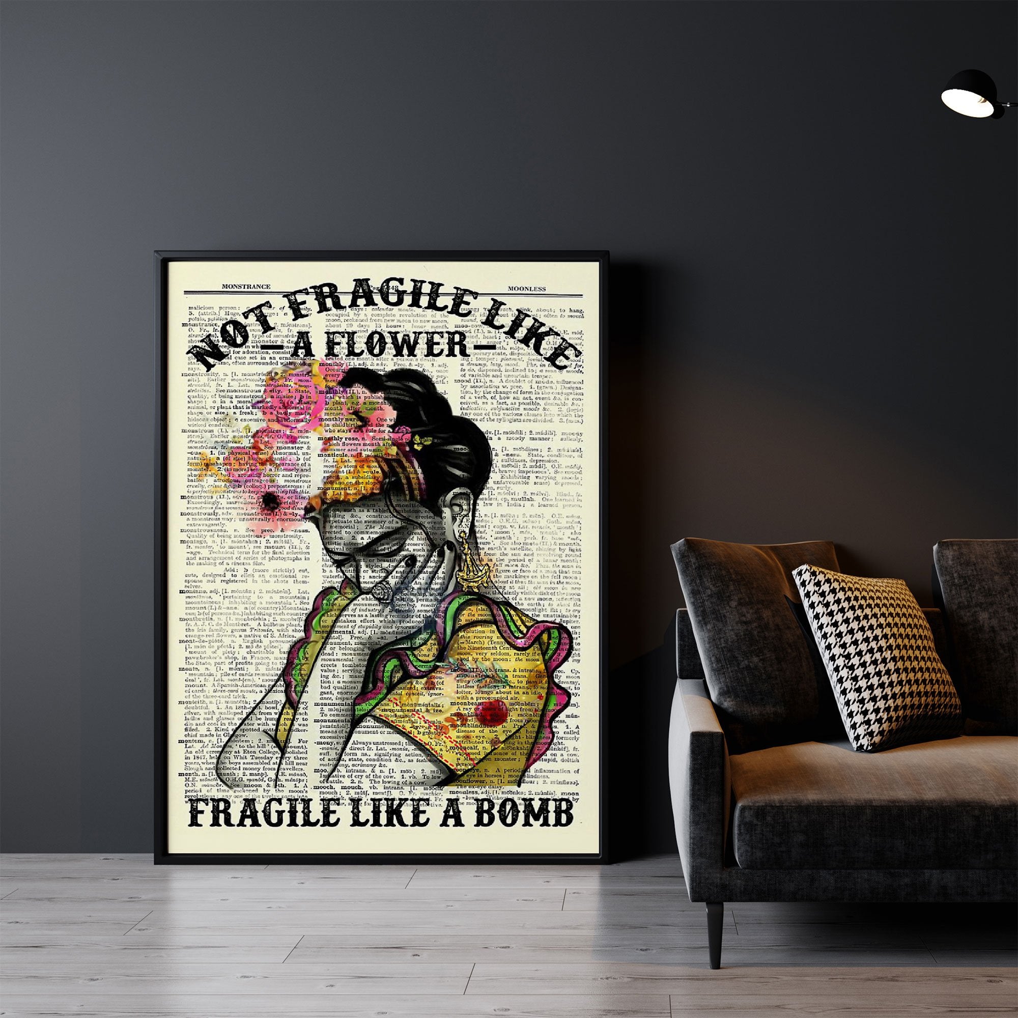 Frida Kahlo Not Fragile Like A Flower Printed Canvas Poster Wall Art, Poster Print, Canvas Print Wall Decor