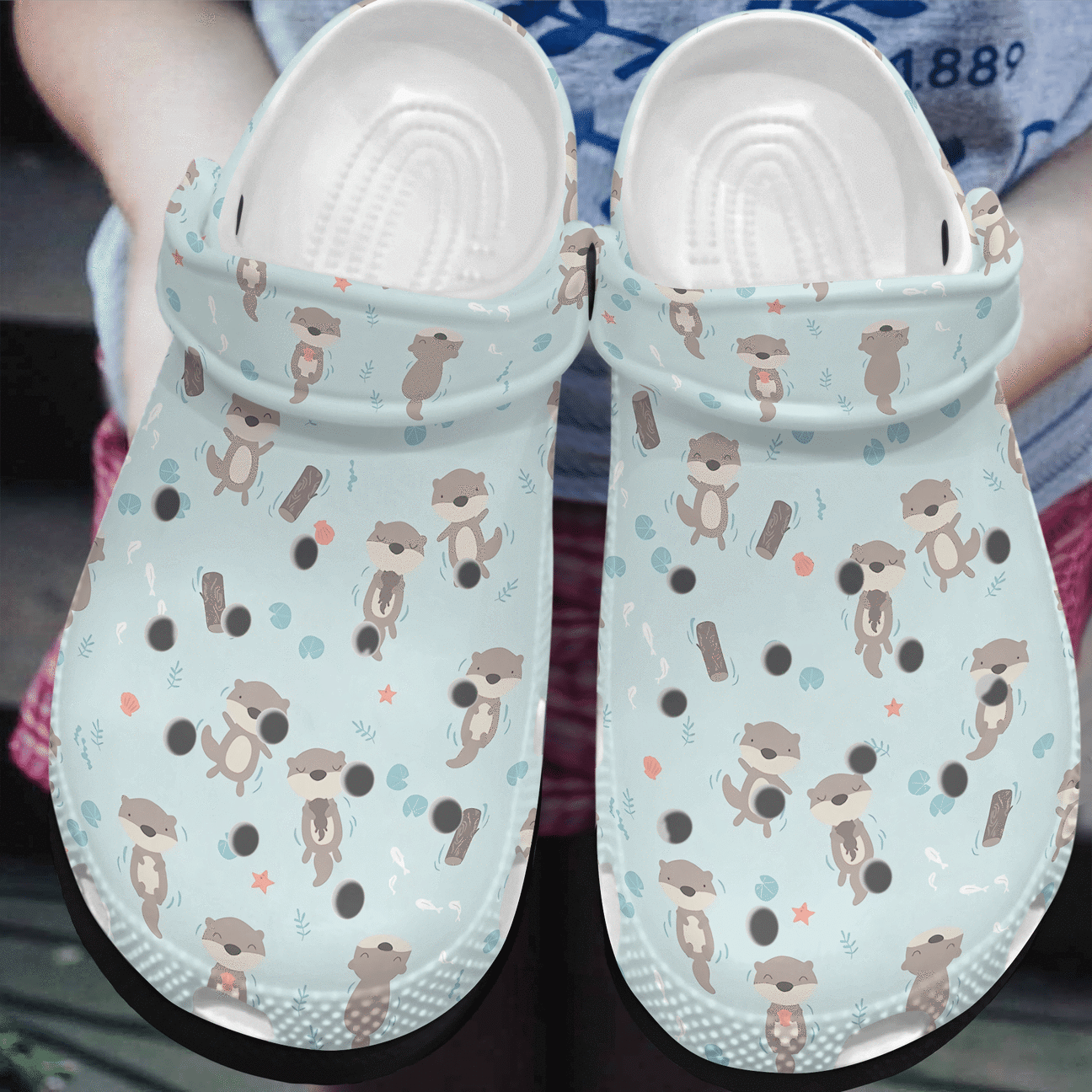 Otter Personalized Clog, Custom Name, Text, Color, Number Fashion Style For Women, Men, Kid, Print 3D Floating Otters