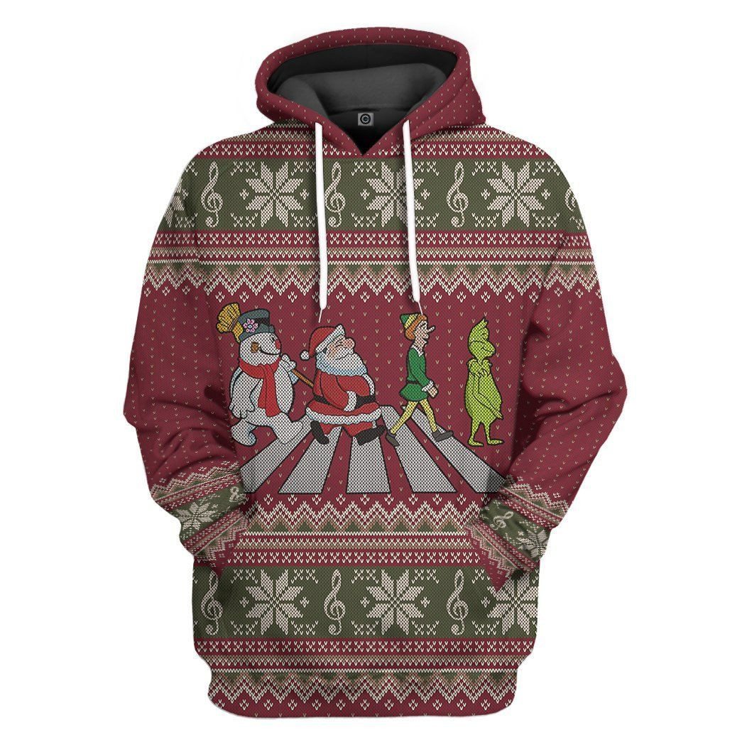 3D Abbey Road Santa Claus Custom Hoodie Apparel