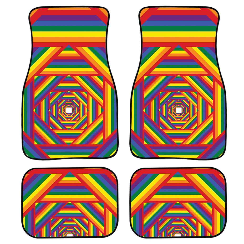 Abstract Rainbow Lgbt Stripes Print Front And Back Car Floor Mats, Front Car Mat