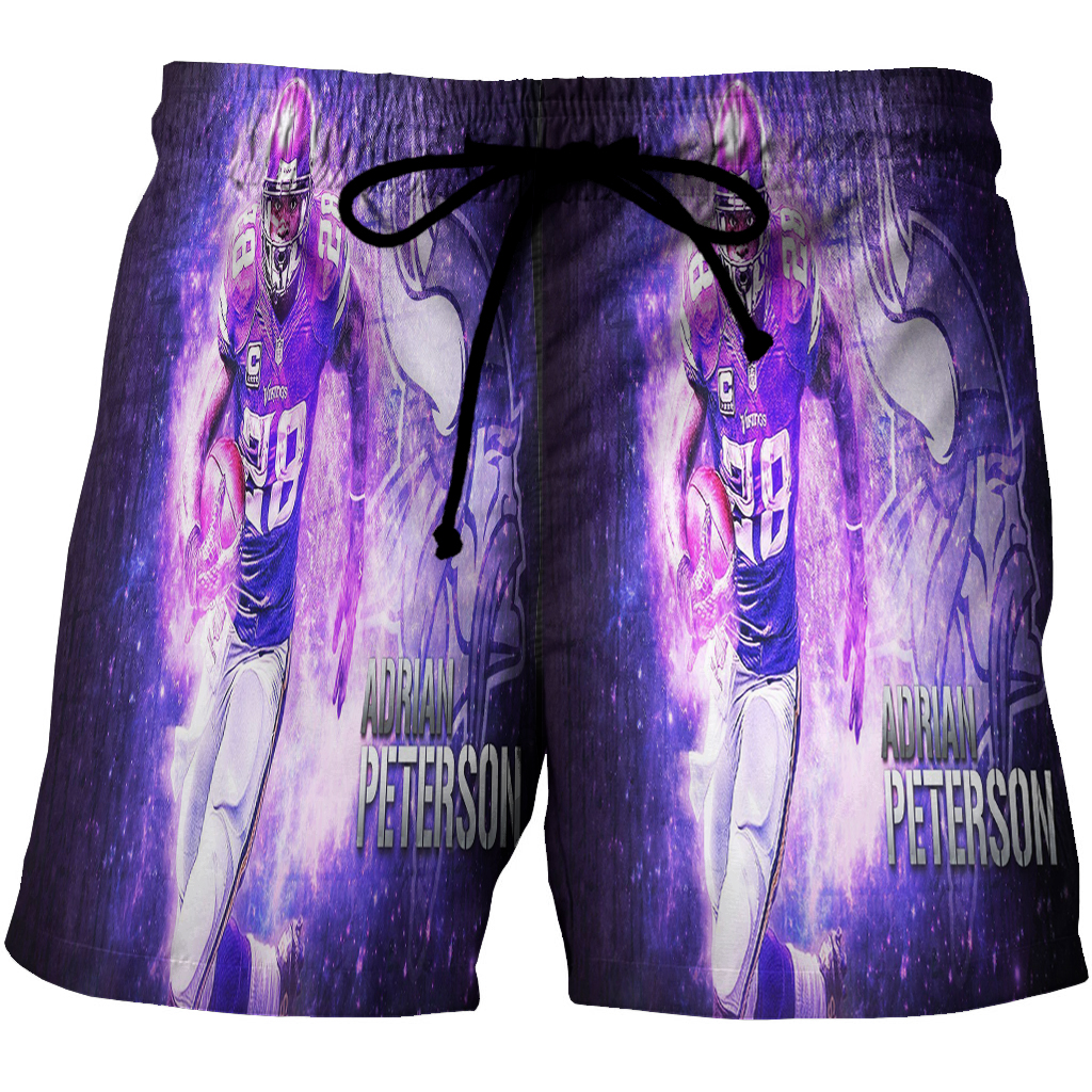 Minnesota Vikings Adrian Peterson 28 V4 3D All Over Print Summer Beach Hawaiian Short