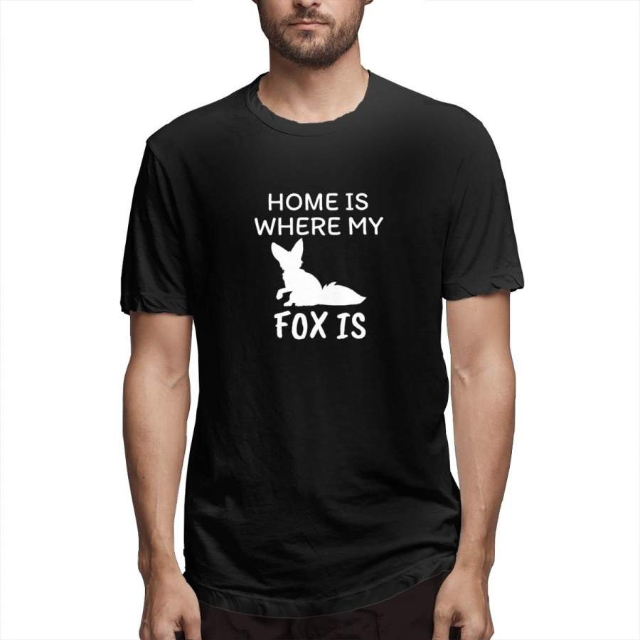 Summer Fashion Men’s Cotton T-shirt Home Is Where My Fox Is Graphic T-shirt Printed Plus-size Men’s T-shirt Summer Tops