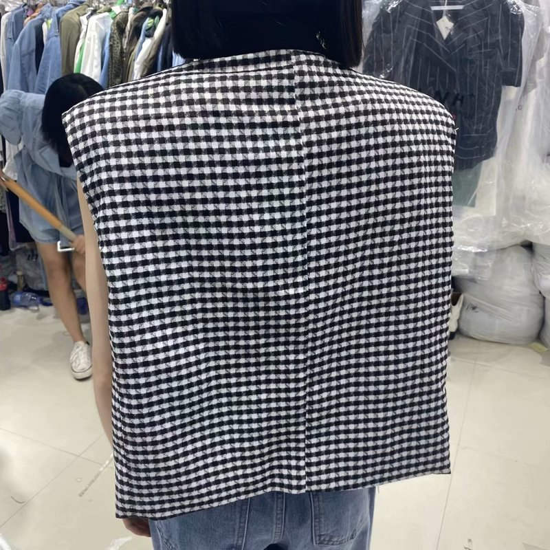 Vests Women Elegant Black White Plaids Turn-down Collar Double Breasted Ladies Office Holiday Trendy Retro Spliced Leisure Ins alx