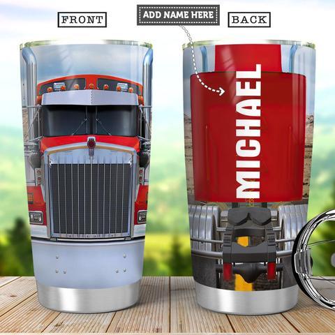 Personalized Red Truck Stainless Steel Tumbler, Personalized Tumblers, Tumbler Cups, Custom Tumblers Teesummer