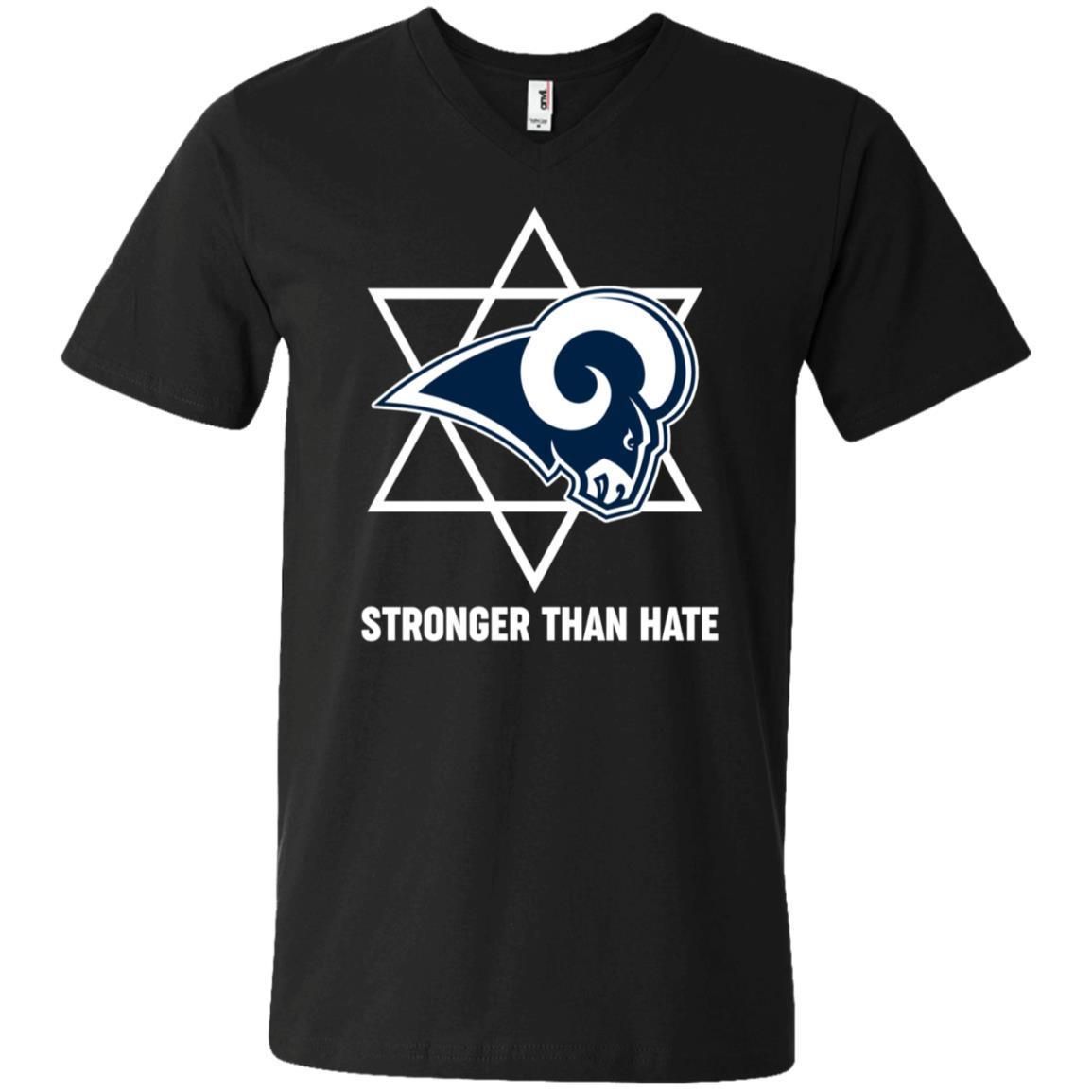 Buy Los Angeles Rams With Pittsburgh Stronger Than Hate V-Neck T-Shirt