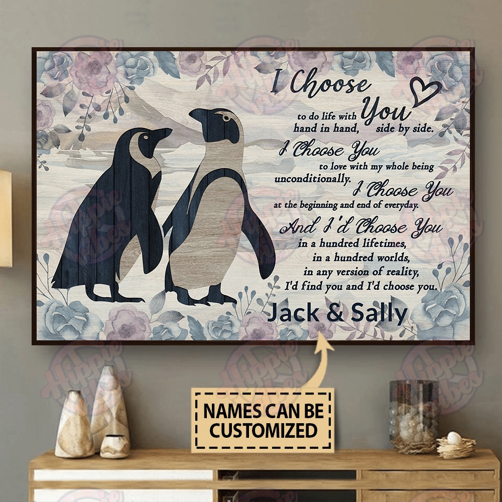 Personalized Penguin I Choose You Horizontal Poster