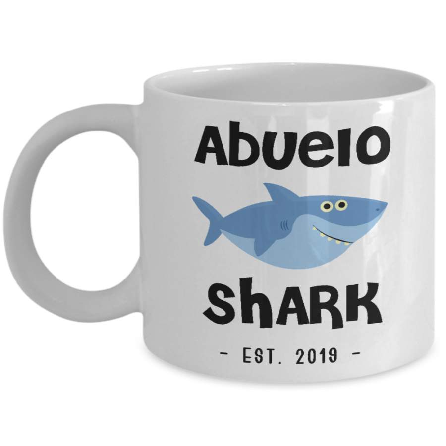 Abuelo Shark Mug New Abuelo Est 2019 Coffee Cup Do Do Do Expecting Abuelos Pregnancy Reveal Announcement Gifts