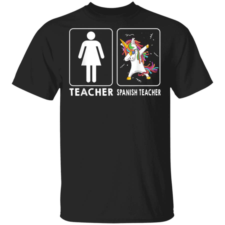 Women Spanish Teacher Unicorn Dabbing Dab Dance Funny Teach G500 Gildan 5.3 oz. T-Shirt