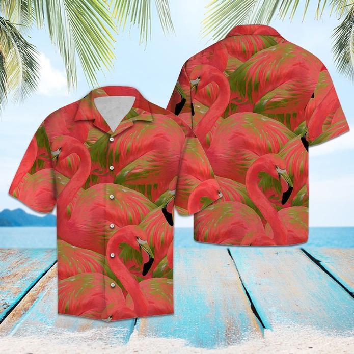 Colorful Flamingo Hawaii Unisex Print Aloha Short Sleeve Casual Shirt Ha32307